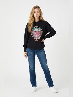 Wrangler Retro Black Hoodie with Graphic Design. Size XS